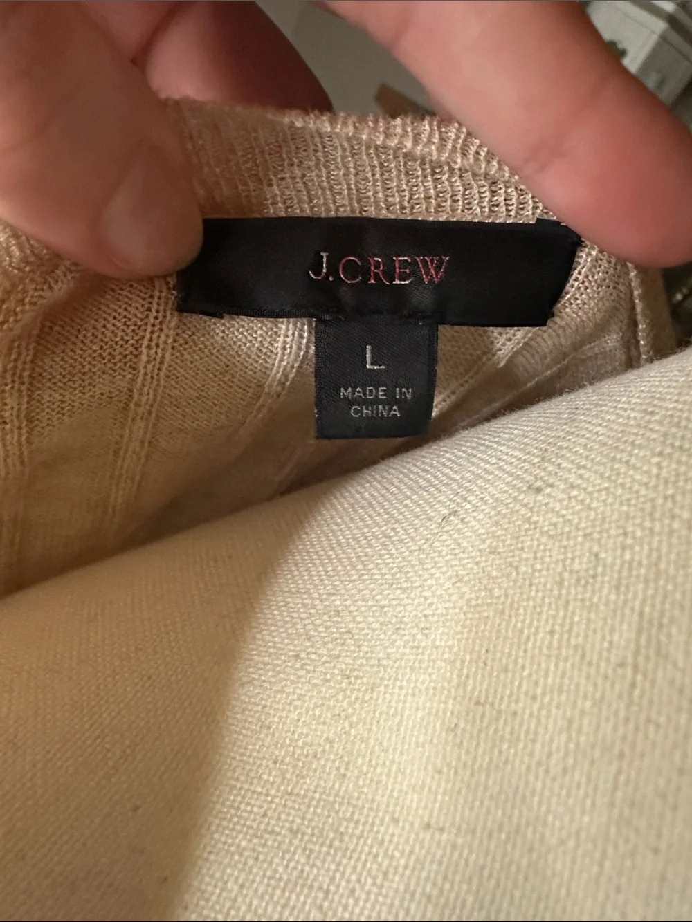 J. Crew 85% SILK Blend Beige Short-Sleeve Knit Sweater Top Size Large